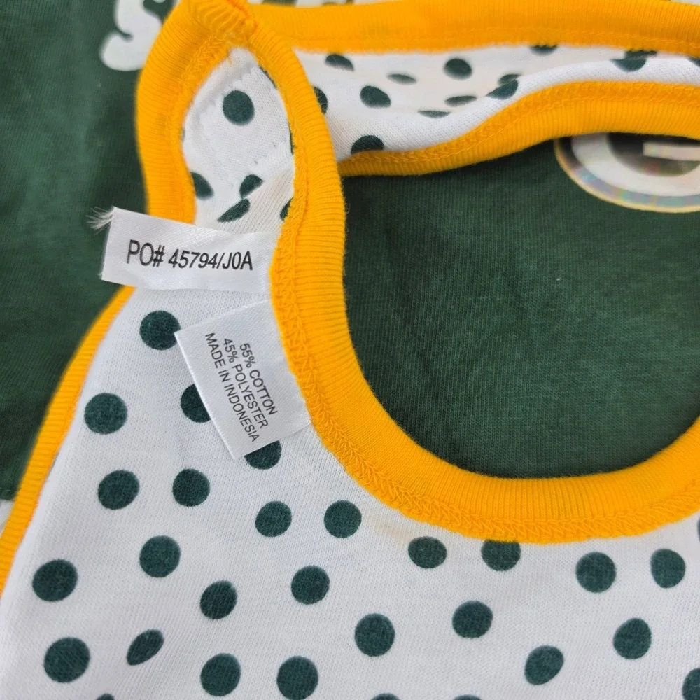 NFL Green Bay Packers Baby Girl 3 Piece Ruffle Bodysuit Bib Set 18M Sweetheart
